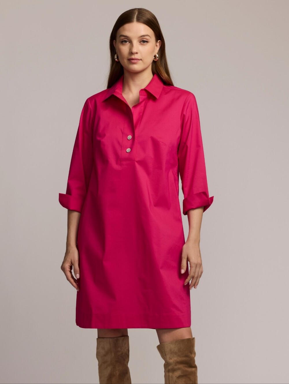 Aileen 3/4 Sleeve Button Back Dress Hinson Wu